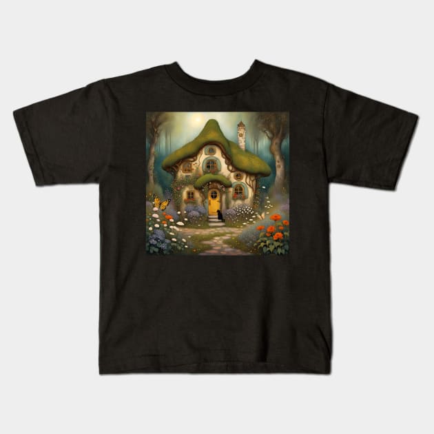 Magical Fairy Cottage In Fairy Land Kids T-Shirt by LittleBean